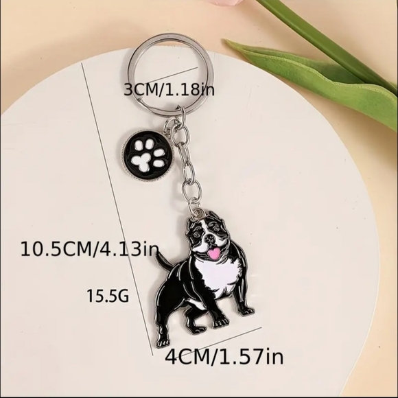 NEW! Enamel Staffordshire Pit XL Bully "Dog Mom" + Pawprint Bag Charm 🎒👜~🐾 🐕 - Picture 7 of 13
